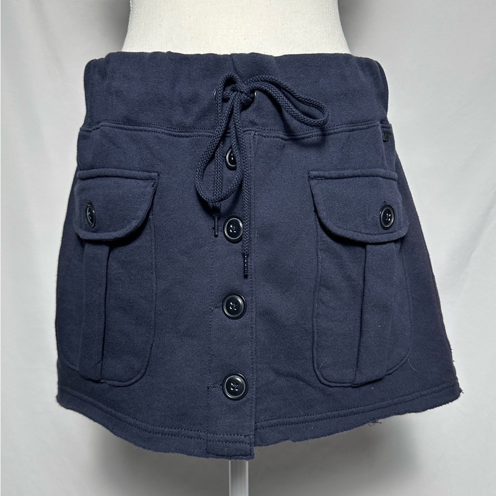 DENIM & SUPPLY Navy Blue Button Front Cotton Blend Sporty Mini Skirt Size M